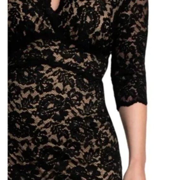 New Kiyonna Scalloped Boudoir Lace Sheath Dress‎ in Black/Nude Plus Size 1X - Picture 3 of 6